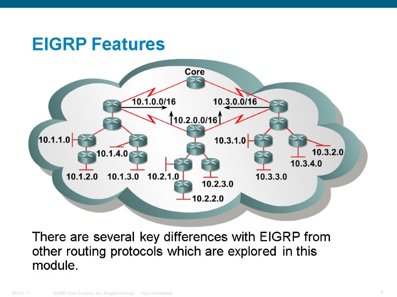 EIGRP Features There are several key differences with EIGRP from other routing protocols which